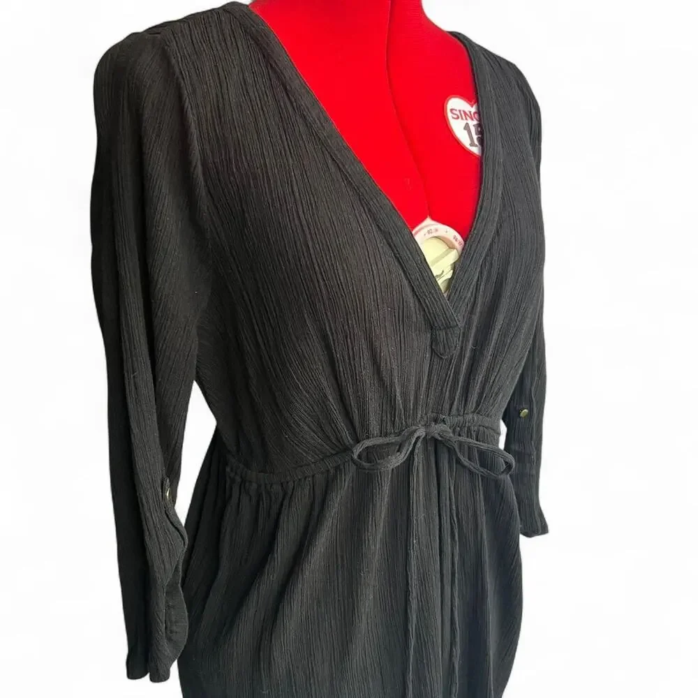 Beach Bump Black Maternity V Neck Beach Coverup‎
